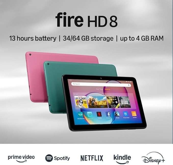 Amazon Fire HD 8 tablet (newest model), 8” HD Display, 3GB memory, 32GB, designed for portable ... | Amazon (US)