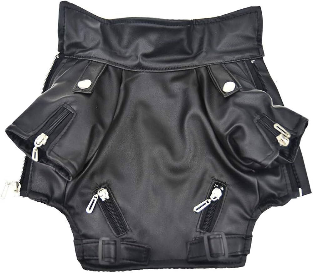 Cool Dog Leather Jacket Coat Winter Warm Dog Pet Clothes for Small Dog (L, Black) | Amazon (US)
