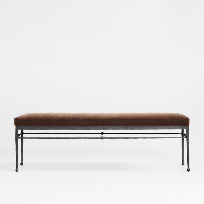 Rodin Brown Velvet Bench by Athena Calderone | Crate & Barrel | Crate & Barrel