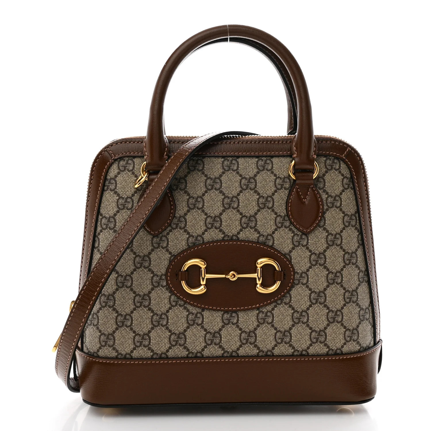 GG Supreme Monogram Azalea Calfskin Small Horsebit 1955 Top Handle Bag Beige Ebony Brown Sugar | FASHIONPHILE (US)