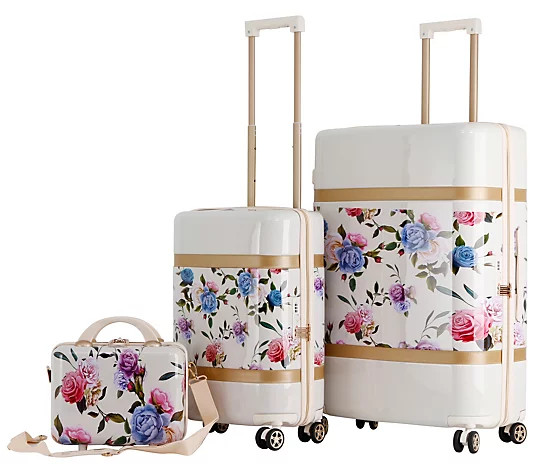 Triforce Floral Print 3-pc Hardside Luggage Set- Versailles - QVC.com | QVC