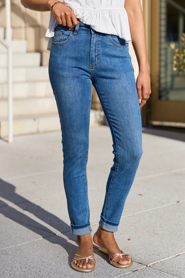 My Favorite Medium Wash Skinny Jeans | Pink Lily