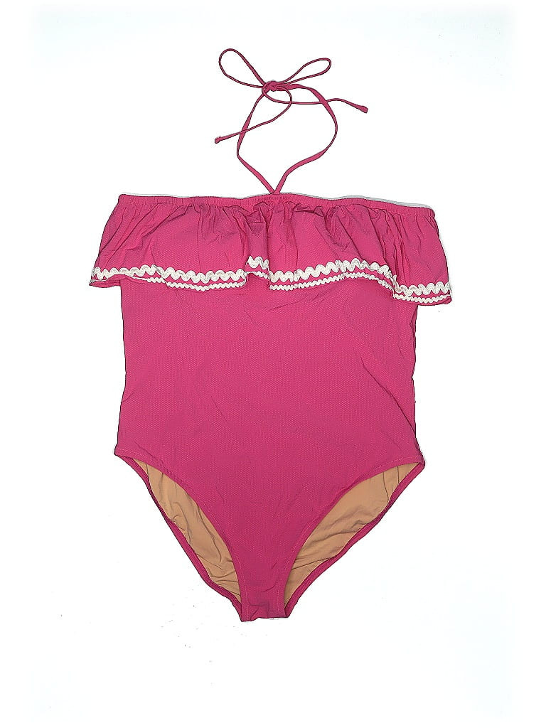 J. Crew One Piece Swimsuit: Burgundy Chevron Swimwear - Size 16 | ThredUp