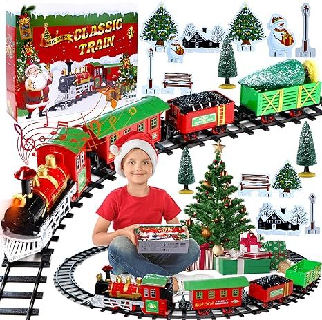 Christmas Train Set,Battery-Powered Train Toys with Light and Sounds Railway Tracks Sets Under/Ar... | Amazon (US)
