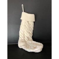 Handmade Knitted Stockings. Cream. Christmas . Neutral | Etsy (US)