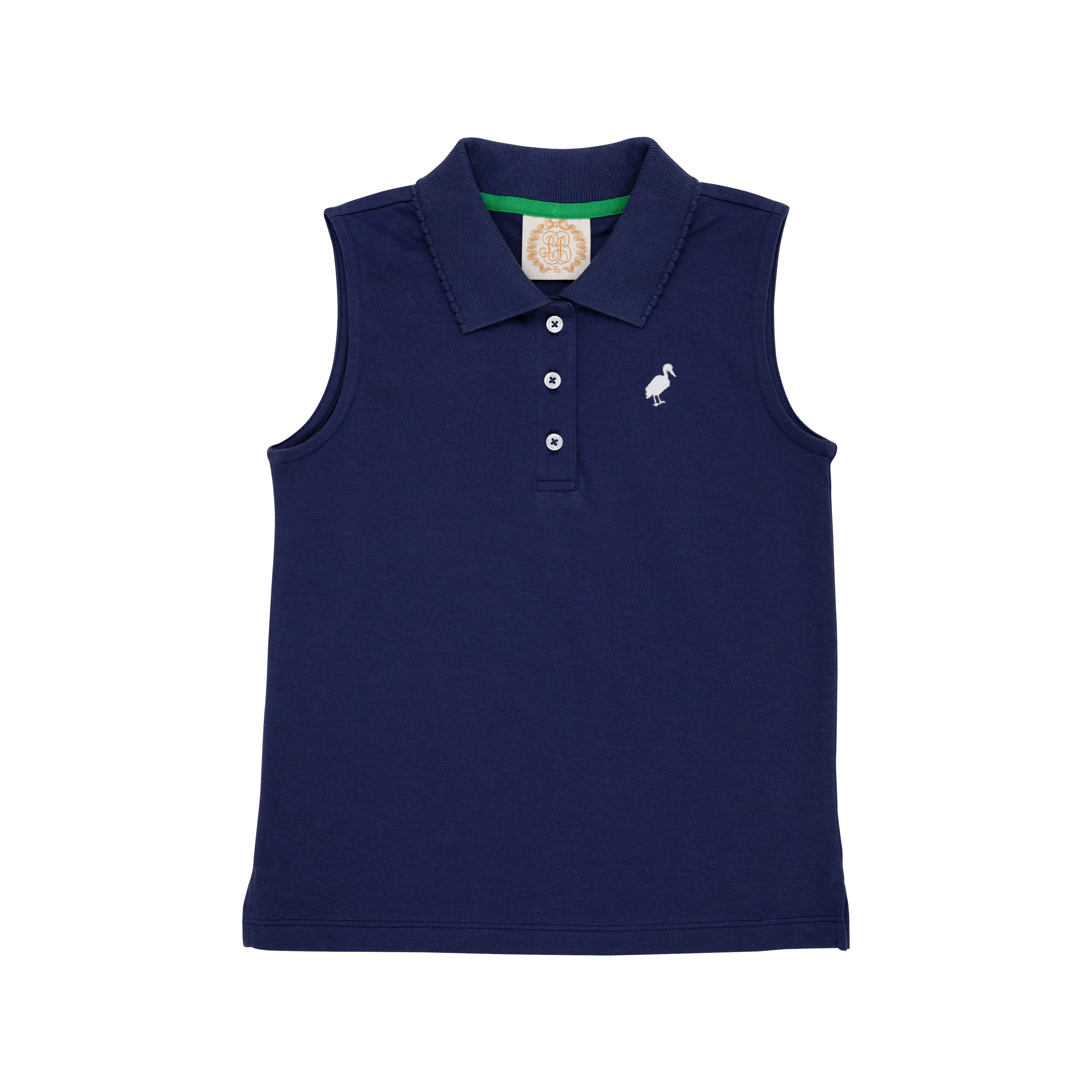 Sleeveless Anna Price Polo - Nantucket Navy with Worth Avenue White Stork | The Beaufort Bonnet Company