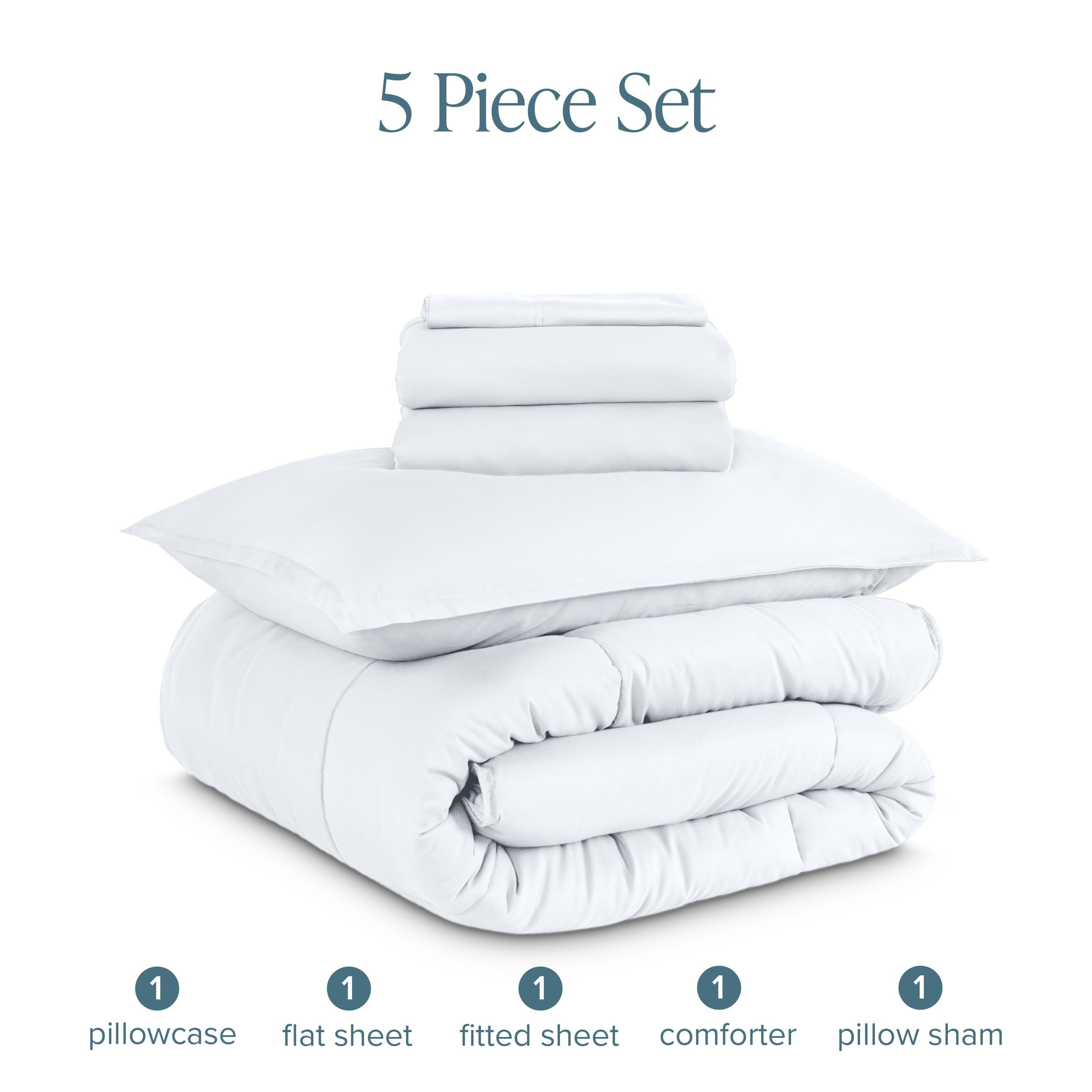 Bare Home Bedding Set 4 Piece Comforter & Sheet - Twin XL - Goose Down Alternative - Ultra-Soft 1... | Amazon (US)