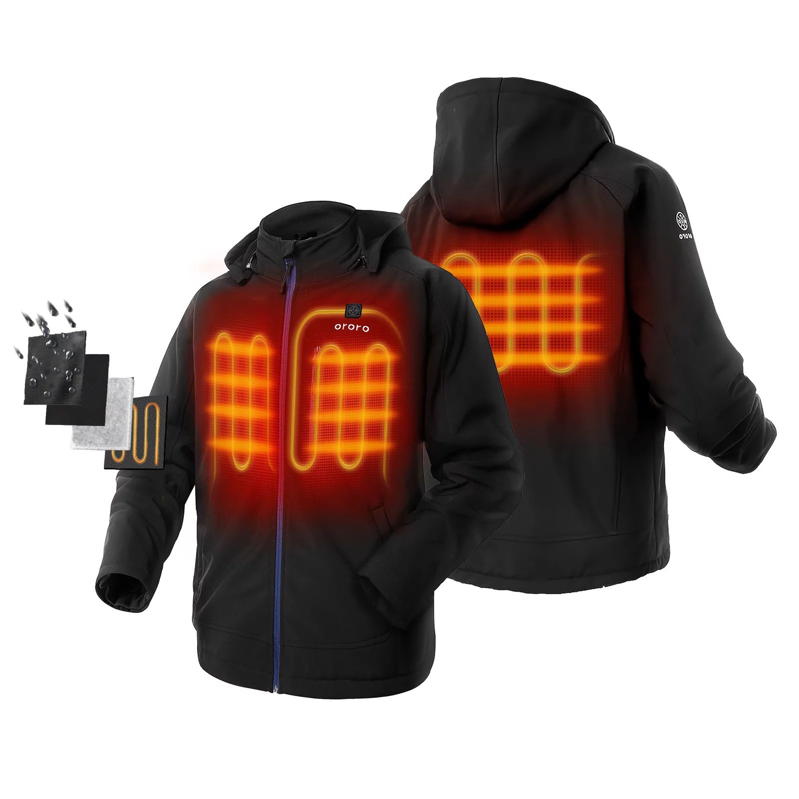 ORORO Men's Heated Jacket Kit With Detachable Hood and Battery Pack - Walmart.com | Walmart (US)