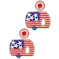 Patriotic Camper Seedbead Clipon USA Flag Earrings Clip Or Post Seed Beaded Design | Etsy (US)