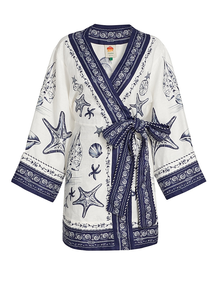 Women's Coast Scarf Linen Tie-Waist Minidress - Off White - Size XXS | Saks Fifth Avenue