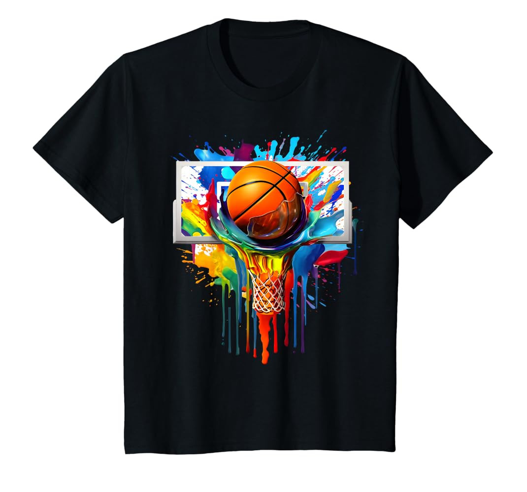 Colorful Basketball Tie Dye Color Splash Hoop Net Slam Dunk T-Shirt | Amazon (US)