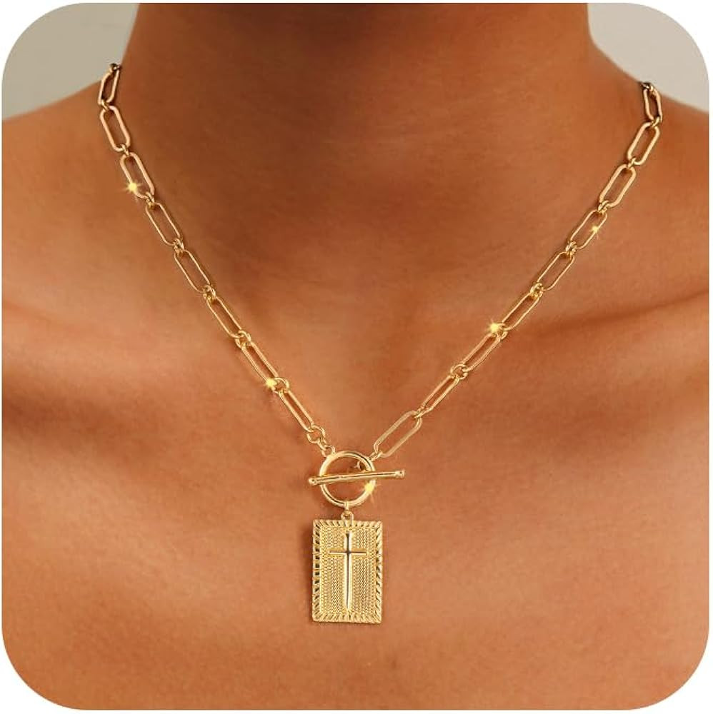 Cross Necklace for Women Non Tarnish - Dainty 14K Gold/Silver Plated Cross Infinity Pendant Charm... | Amazon (US)