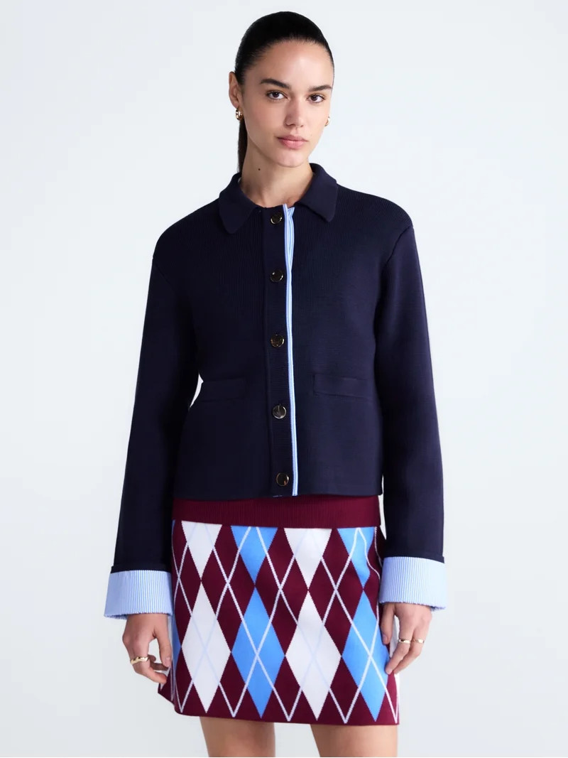 Free Assembly Women's Cropped Sweater Jacket, Sizes XS-XXL | Walmart (US)