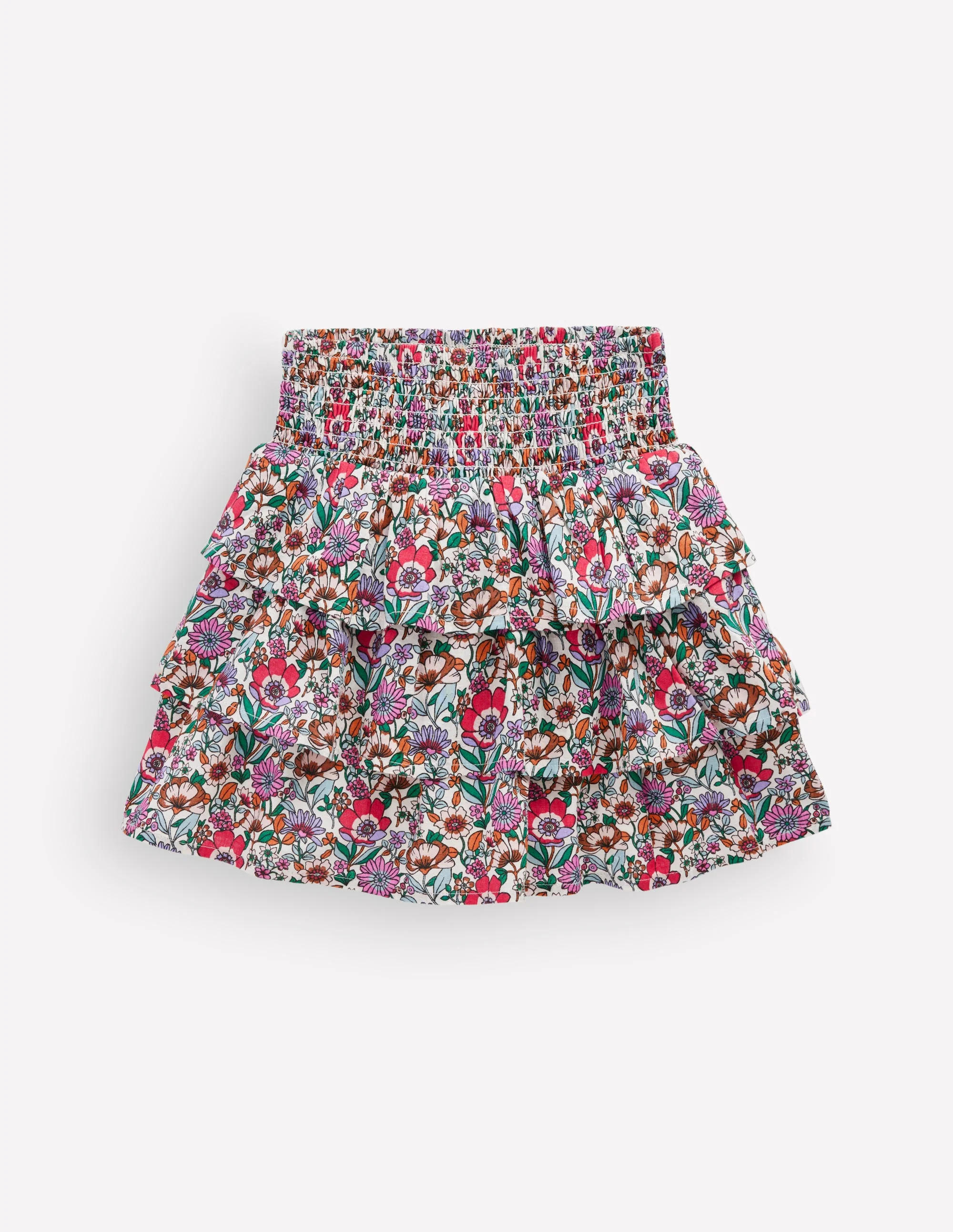Smocked Waist Ruffle Skirt-Soft Cream Floral Field | Boden (US)