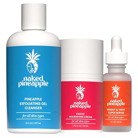 Starter Kit: Cleanser, Serum & Cream Trio with Pineapple Enzymes – For Hydrated, Firm, Radiant ... | Amazon (US)