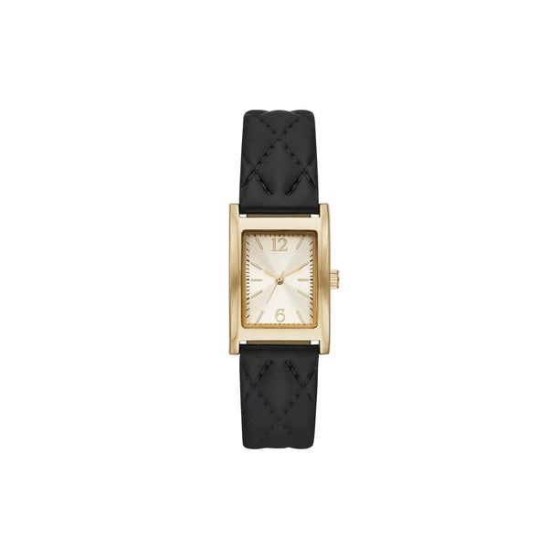 Time and Tru Women's Gold Tone Oblong Watch with Quilted Strap - Walmart.com | Walmart (US)