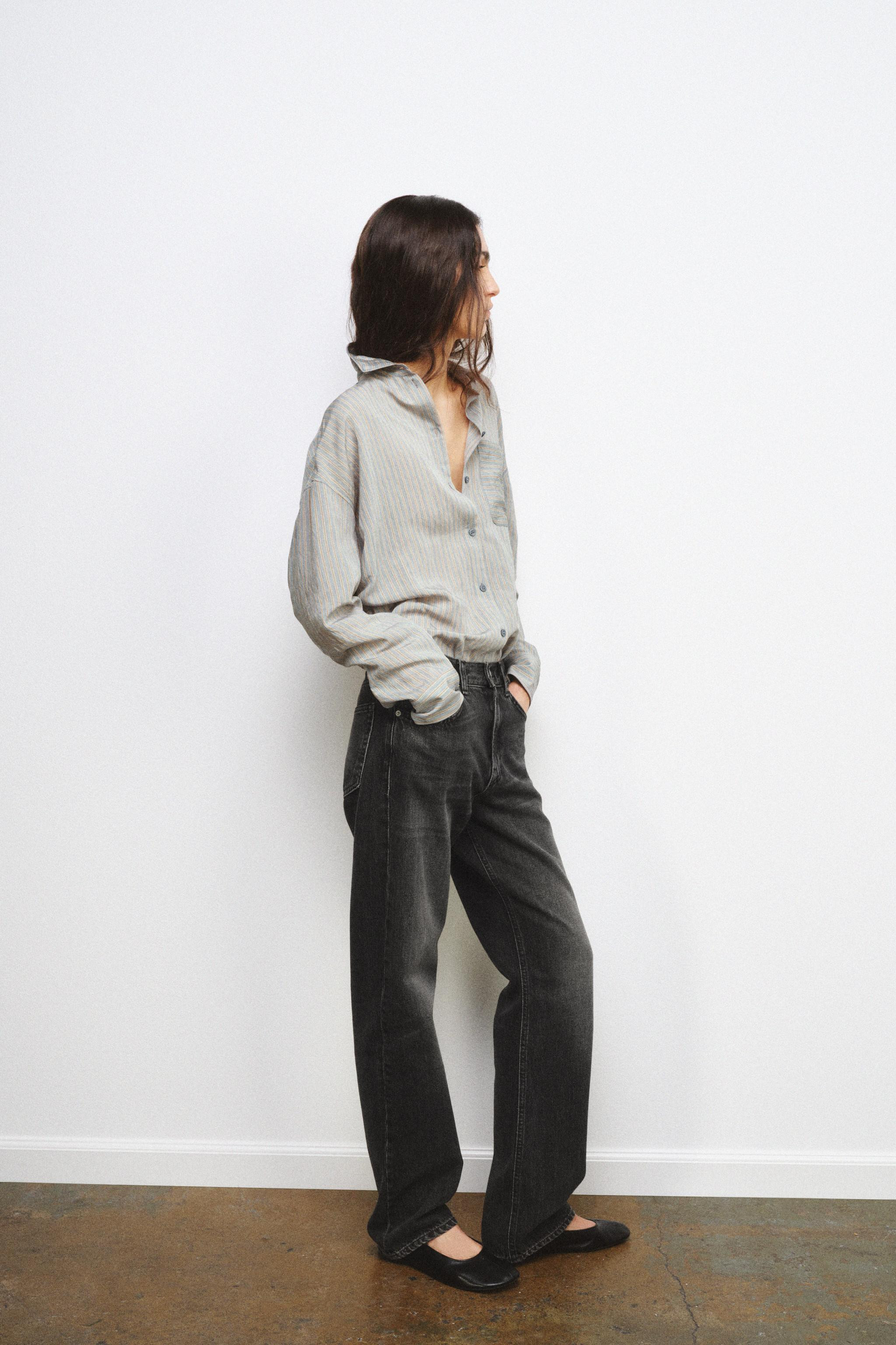 ZW COLLECTION STRIPED FLOWING SHIRT | Zara UK