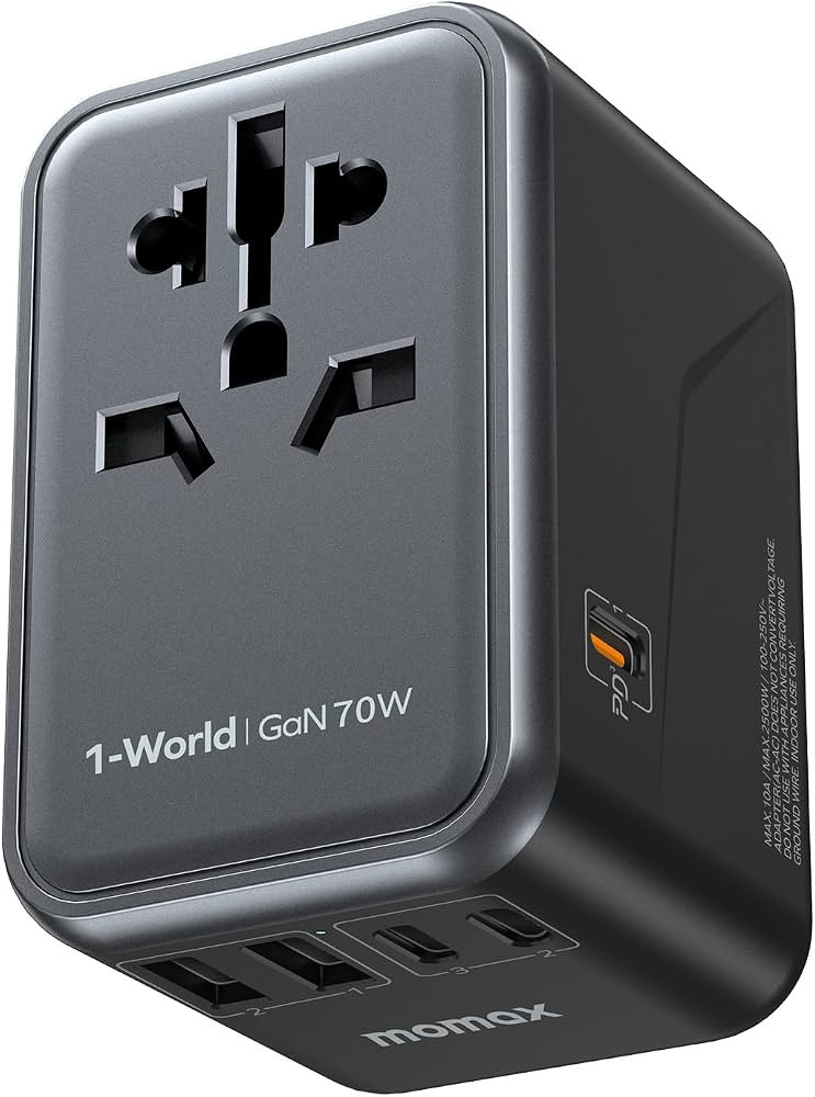 MOMAX Universal Travel Adapter,70W GaN Travel Plug Adapter with UK/EU/AU/US Plugs, 3USB-C PD & 2U... | Amazon (UK)