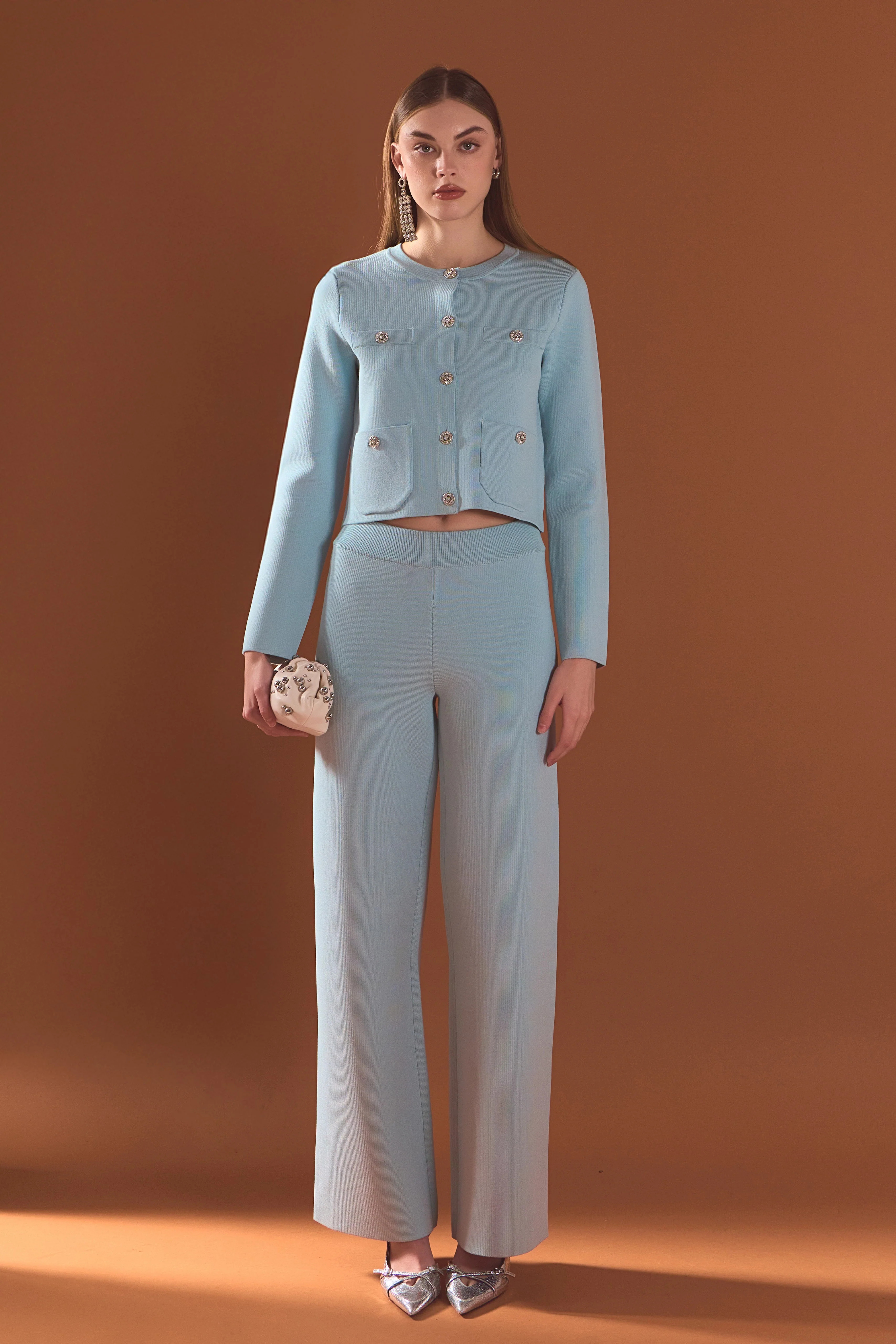 Knit Long Sleeve Cardigan with Pockets | OBJECTRARE