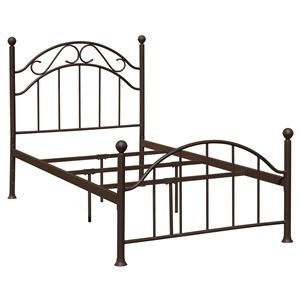 All-In-One Scroll Metal Twin Bed in Brown | Cymax