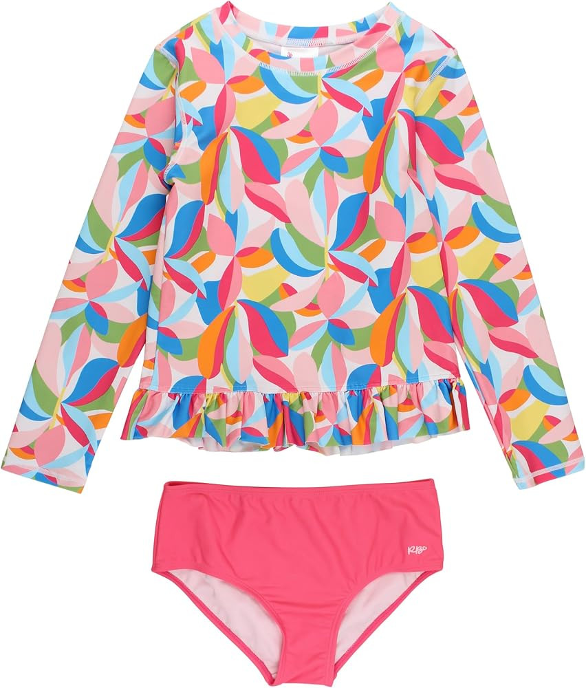 RuffleButts Girls Tween Long Sleeve Rash Guard 2-Piece Swimsuit - Bikini | Amazon (US)