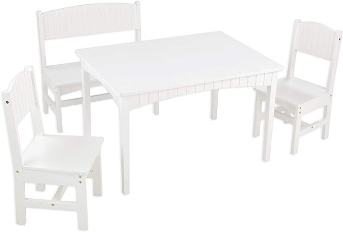 KidKraft Nantucket Wooden Table with Bench and 2 Chairs, Children's Furniture - White, Gift for A... | Amazon (US)