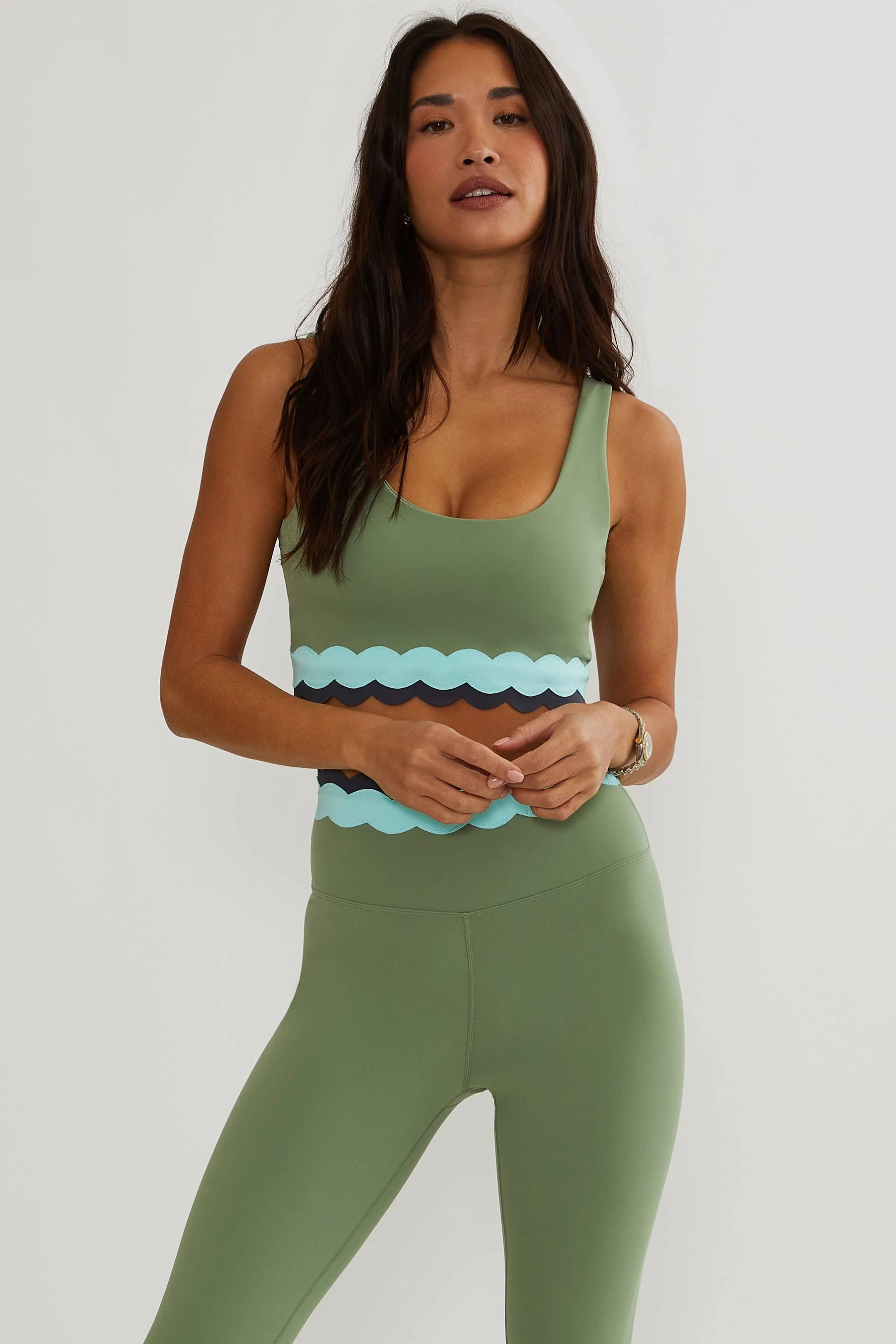 Marin Top Sage Mist | Women's Scalloped Sports Bra | Beach Riot | Beach Riot