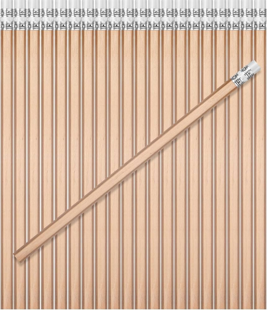 TecUnite 60 Pcs HB Pencils #2 Unsharpened Wood Cased Pencils with Eraser Hexagonal Pencil Cute Gr... | Amazon (US)