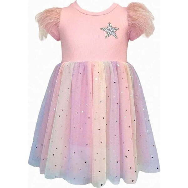 Shining Star Feather Tutu Dress, Pink | Maisonette