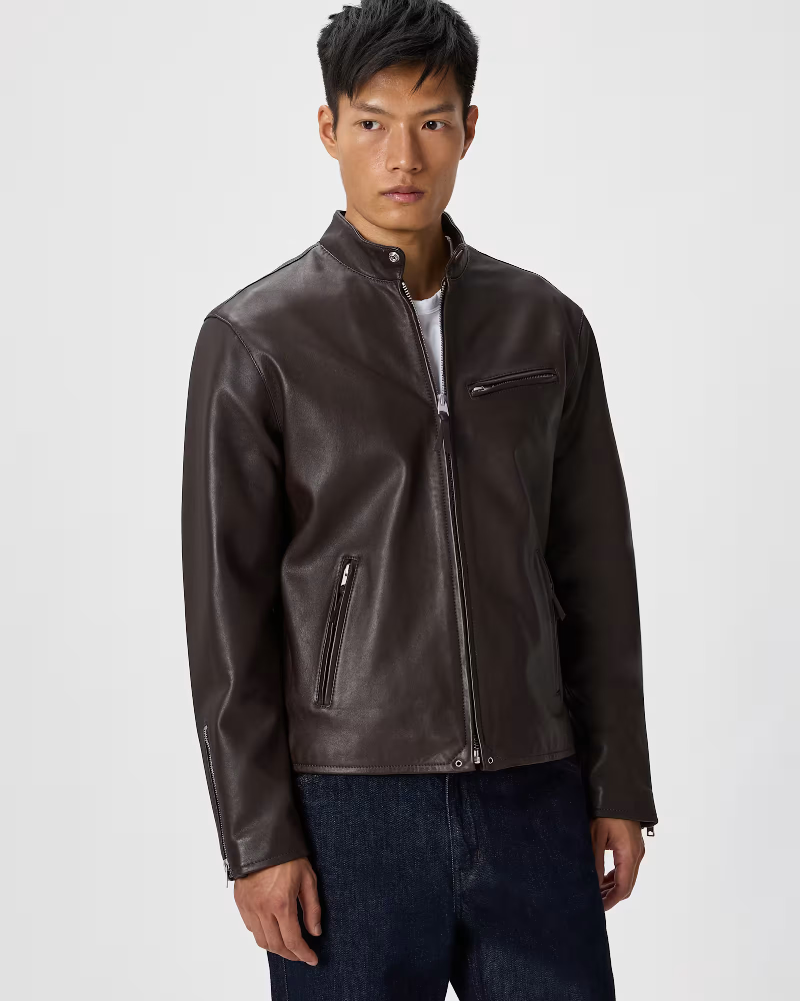 100% Leather Café Racer Jacket | Quince