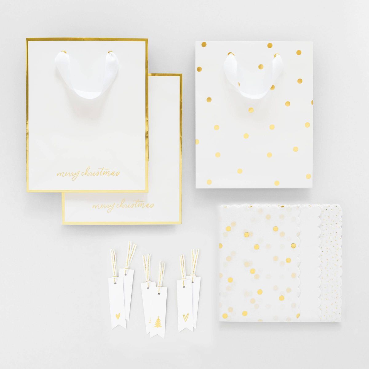 3 Set Gift Bag Bundle White/Gold - Sugar Paper™ + Target | Target
