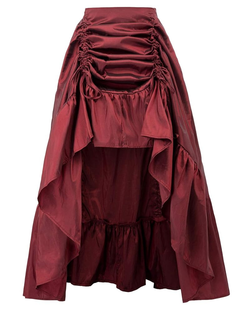 Scarlet Darkness Women's Gothic Steampunk Skirt Victorian High-Low Bustle Skirt | Amazon (US)