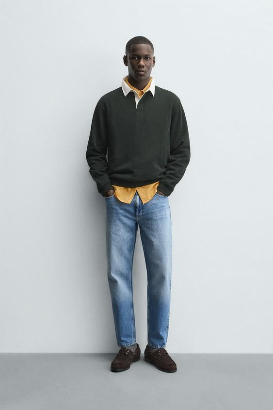 CONTRAST COLLAR POLO SWEATSHIRT | Zara US