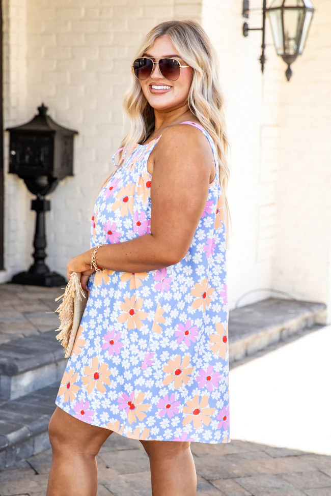 Chasing A Moment Blue Floral Mini Dress | Pink Lily
