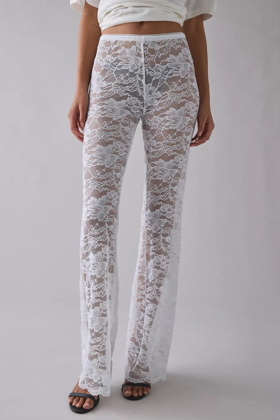 Kimchi Blue Aura Sheer Lace Flare Pant | Urban Outfitters (US and RoW)