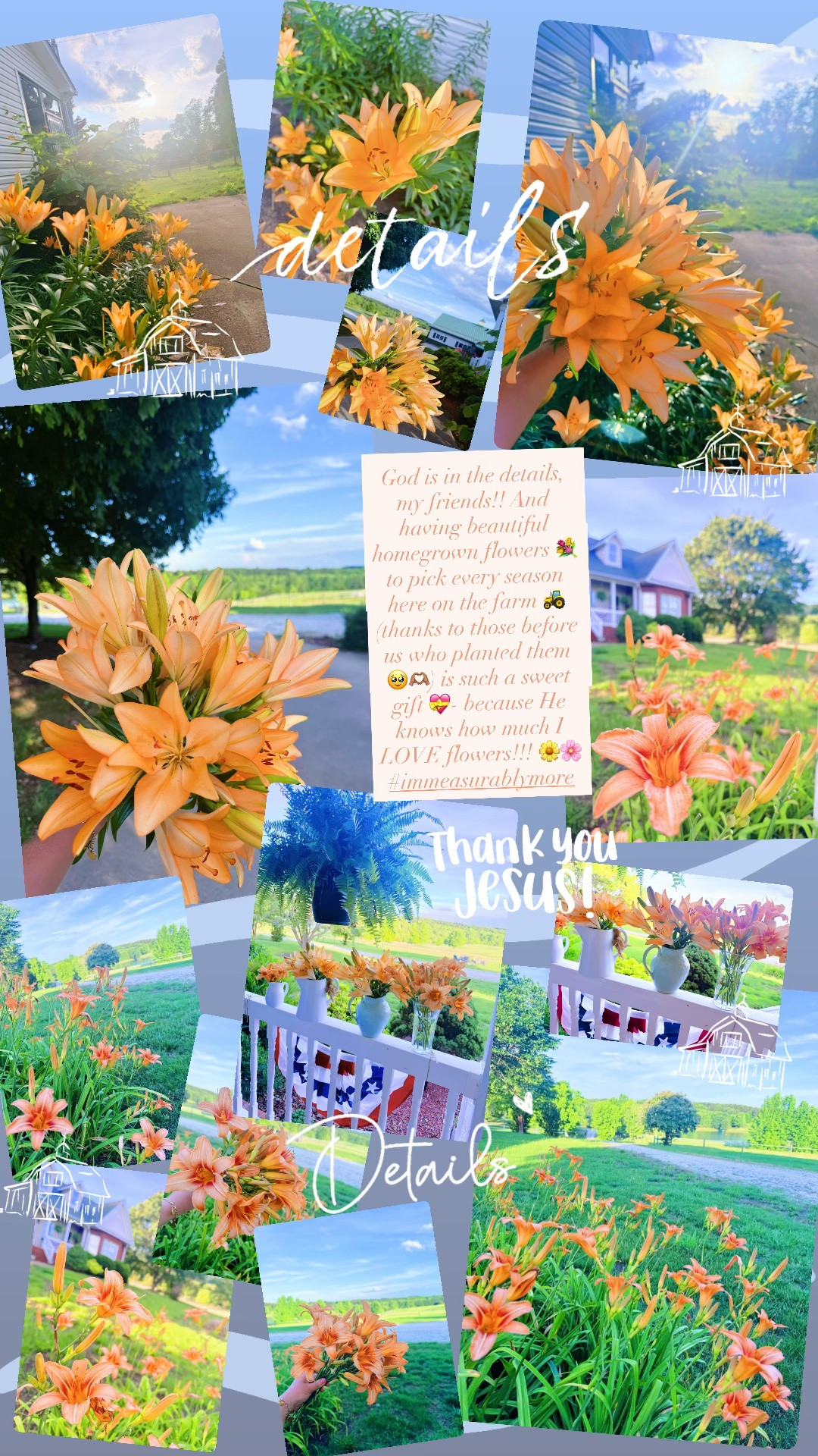 God is in the details, my friends!! And having beautiful homegrown flowers 💐 to pick every season here on the farm 🚜  (thanks to those before us who planted them 🥹🫶🏽) is such a sweet gift 💝- because He knows how much I LOVE flowers!!! 🌼🌸 #immeasurablymore