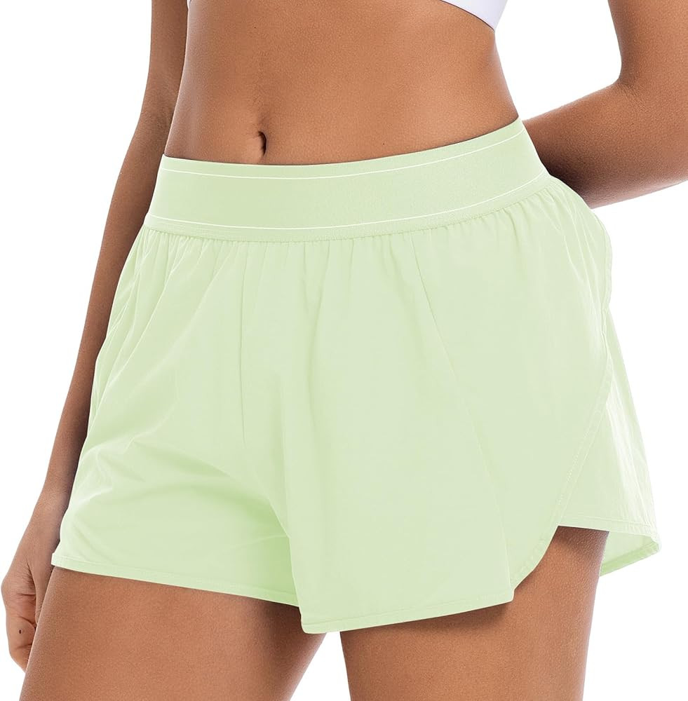 Amazon.com : Women\u2019s Athletic Shorts 2.5 Inch High Waisted Running Shorts Match Point Workou... | Amazon (US)