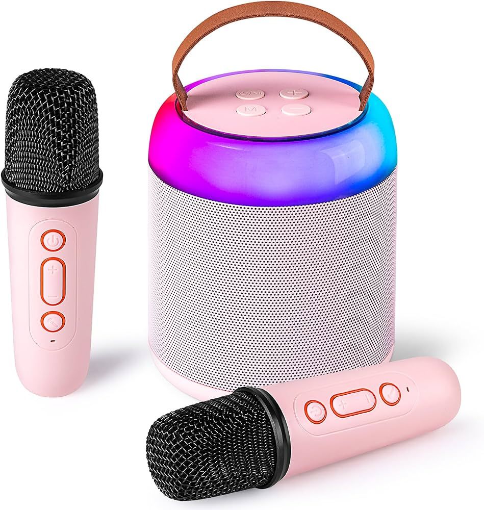 Mini Karaoke Machine with 2 Wireless Microphones for Kids Adults, Portable Bluetooth Speaker Toy ... | Amazon (US)