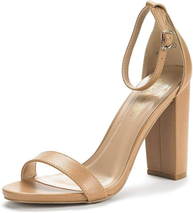 DREAM PAIRS Women's Hi-Chunk High Heel Pump Sandals | Amazon (US)