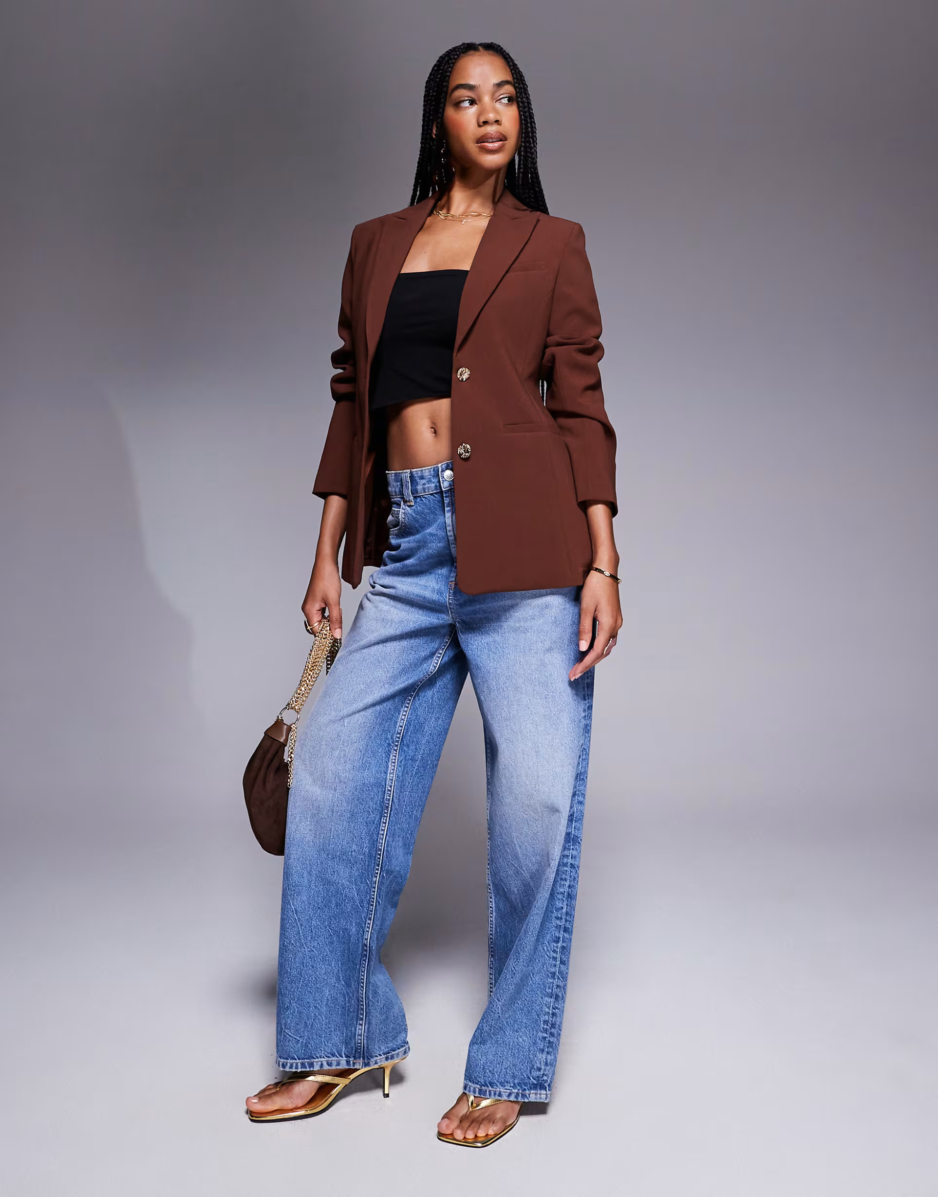 ASOS DESIGN molded hips blazer in chocolate | ASOS | ASOS (Global)