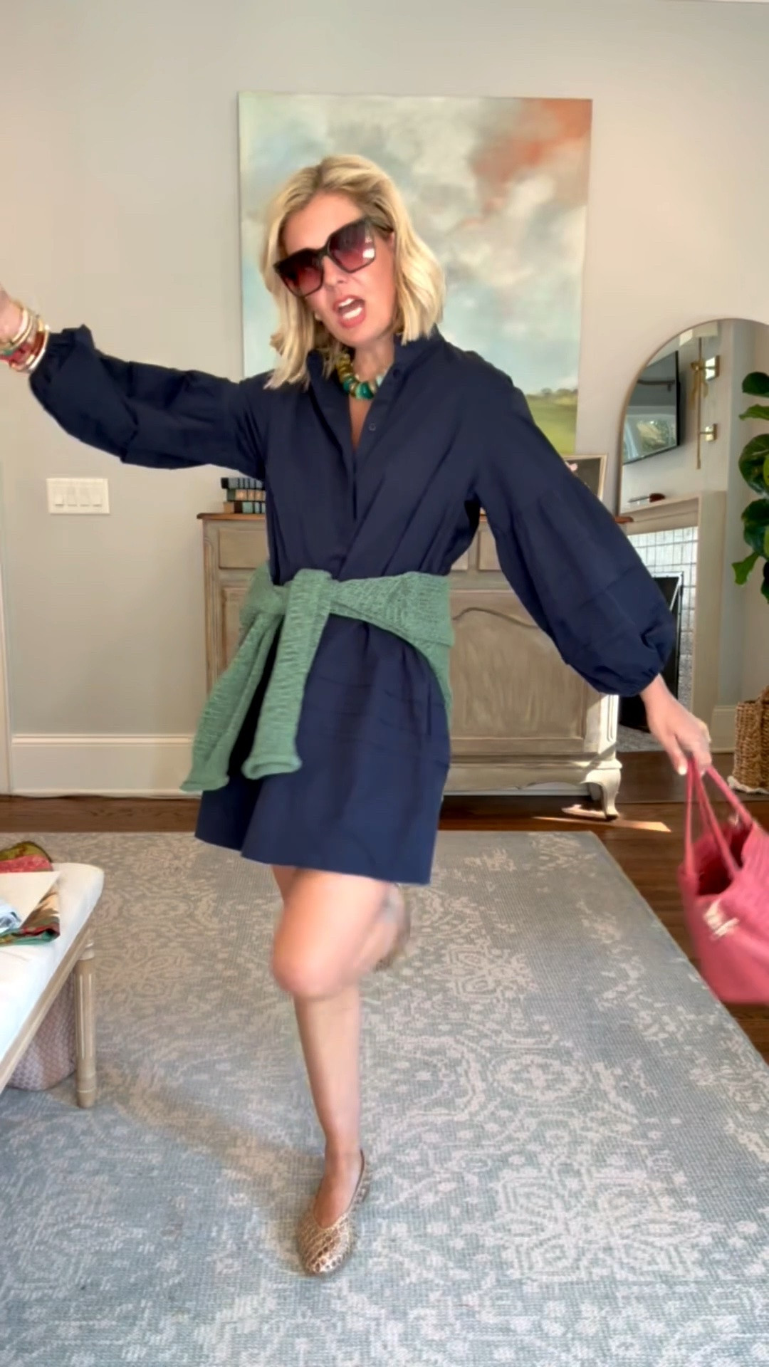 Pink, blue & green always! 
Perfect closet keeper dress that we are styling all the ways! 
Dress - xs
Sweater - xs 
Flats - 7.5 (sized down) 

Codes:
Allie + Bess - Catherine20

#LTKdayinmylife #LTKootd #LTKmomlife