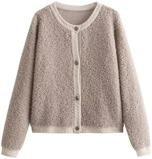 Perbai Womens Fuzzy Fleece Jacket Button Down Shacket Casual Sherpa Coat Warm Outwear | Amazon (US)