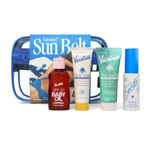 Vacation Sun Belt Sampler, Includes Baby Oil SPF 30, Super Spritz SPF 50 Face Mist, Classic Lotion SPF 30, After Sun Gel,“Festival Friendly” Fanny Pack | Amazon (US)