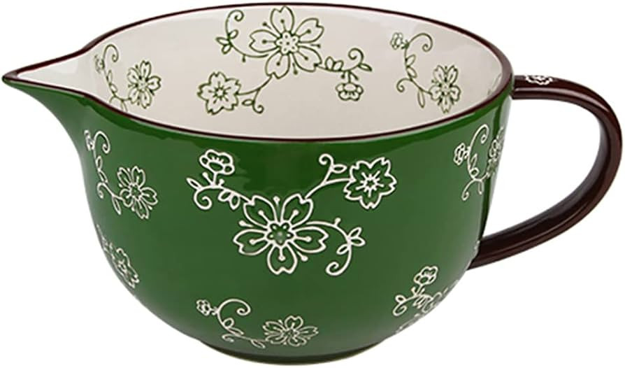 Gaolinci Cherry Blossom Pattern Kitchen Ceramic Mixing Bowl, 1 Quart Large Bowl, with Pouring Spo... | Amazon (US)