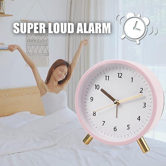 AOLOX Alarm Clock 4.5" Bedside Analog Alarm Clock for Bedroom Battery Operated Round Clock with B... | Amazon (US)