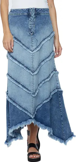 Chevron Denim Maxi Skirt | Nordstrom