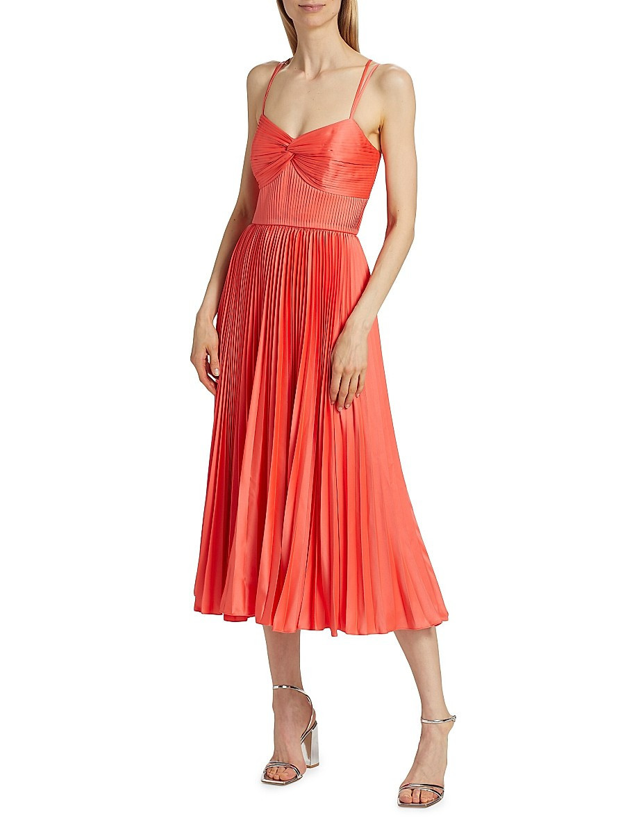 Amur Women's Krisley Pleated Sleeveless Midi-Dress - Spicy Coral - Size 2 | Saks Fifth Avenue OFF 5TH