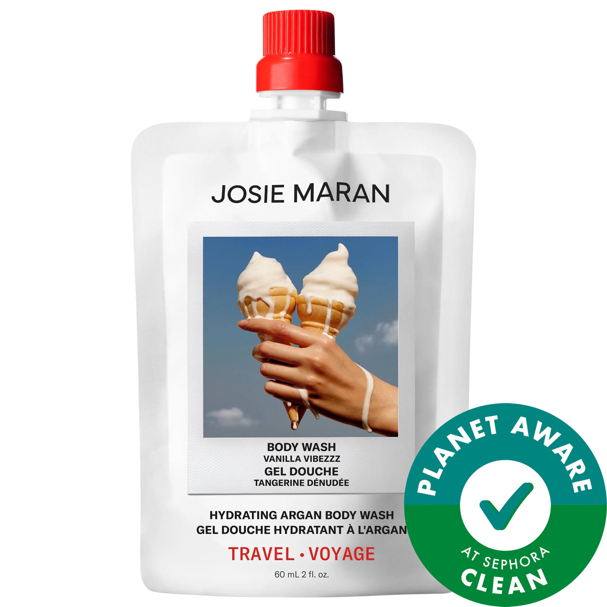 JOSIE MARAN Mini Vanilla Vibezzz - Hydrating + Cleansing Argan Refillable Body Wash 2 oz/60 mL | Sephora (US)