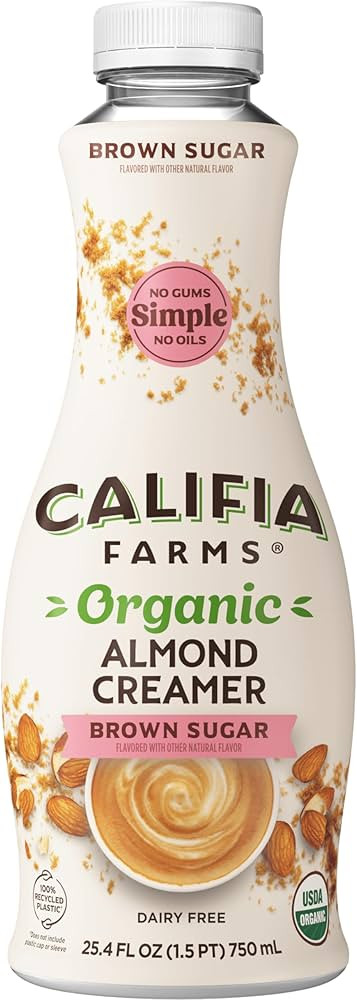 Califia Farms - Organic Brown Sugar Almond Milk Coffee Creamer, 25.4 Oz, Dairy Free, Plant Based,... | Amazon (US)