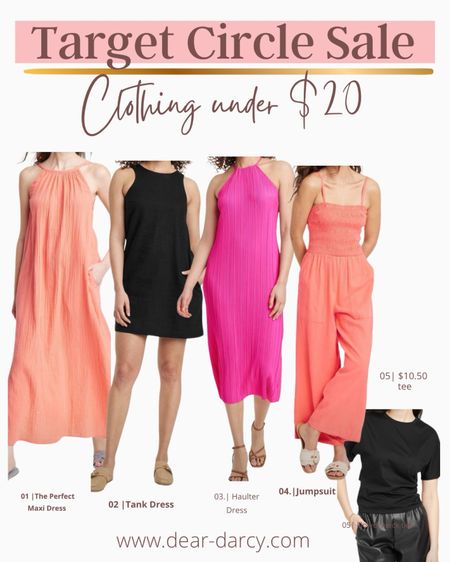 Target Circle Online SALE

Women’s clothing under $20
$10-17.95

Spring and summer dresses 
A darling jumpsuit and the perfect tee



#LTKxTarget #LTKsalealert #LTKfindsunder50